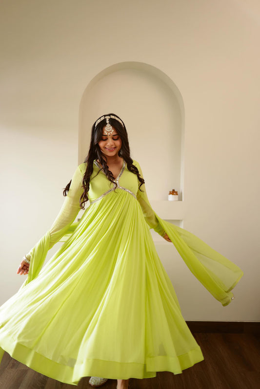 PARROT GREEN ANARKALI
