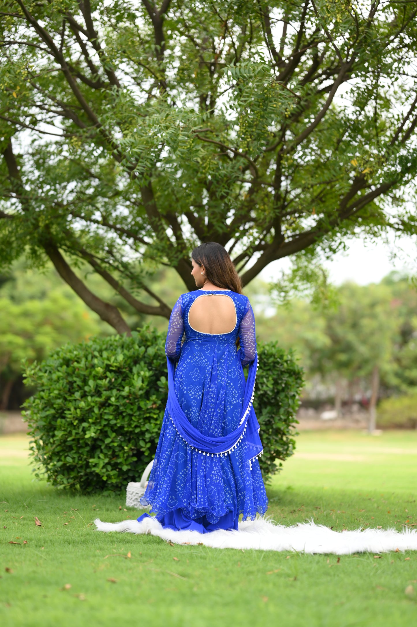 BLUE BANDHEJ ANARKALI