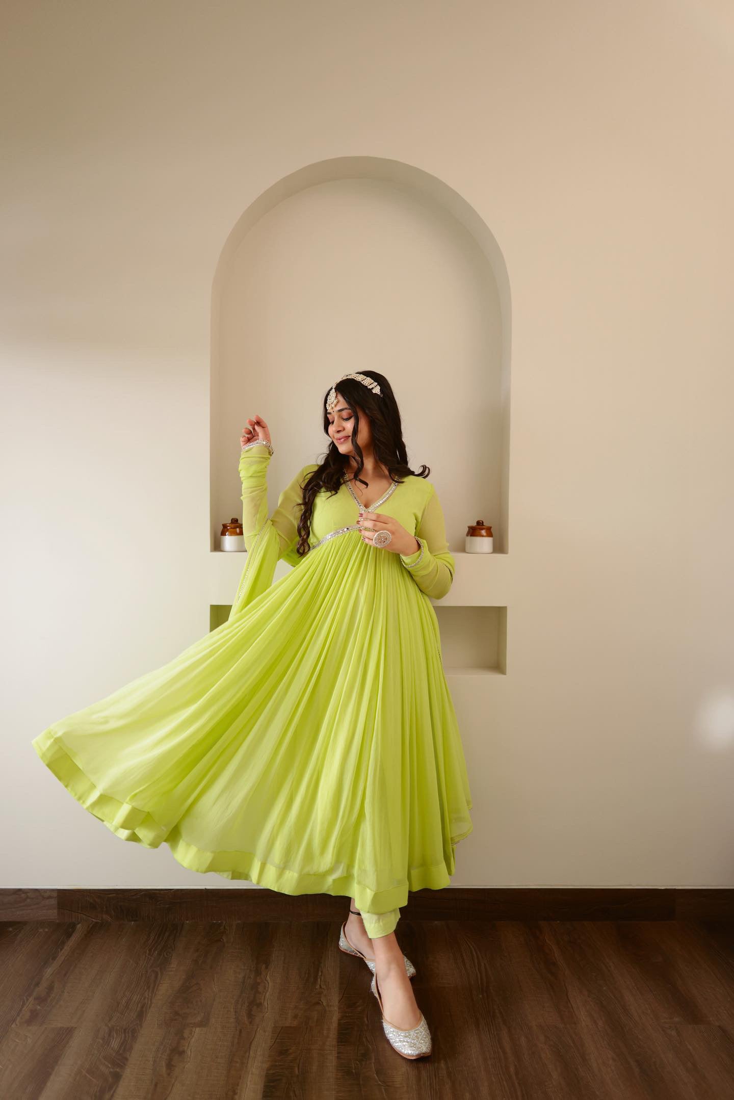 PARROT GREEN ANARKALI