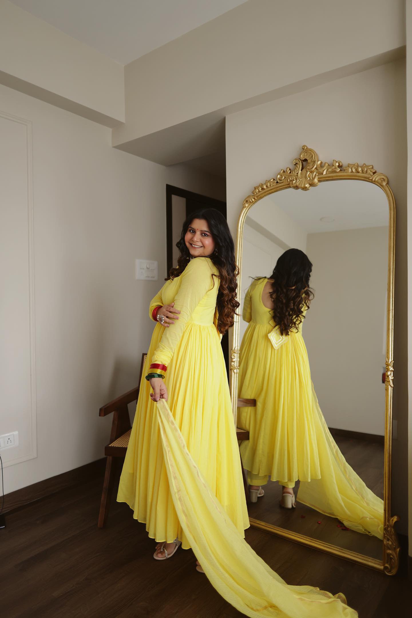YELLOW MAL COTTON ANARKALI