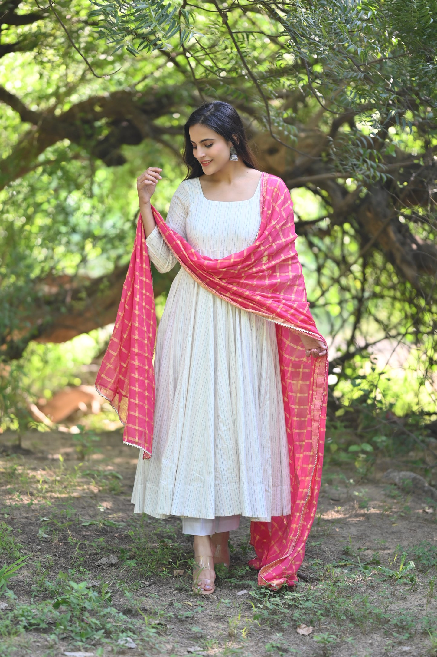 WHITE KATHA ANARKALI