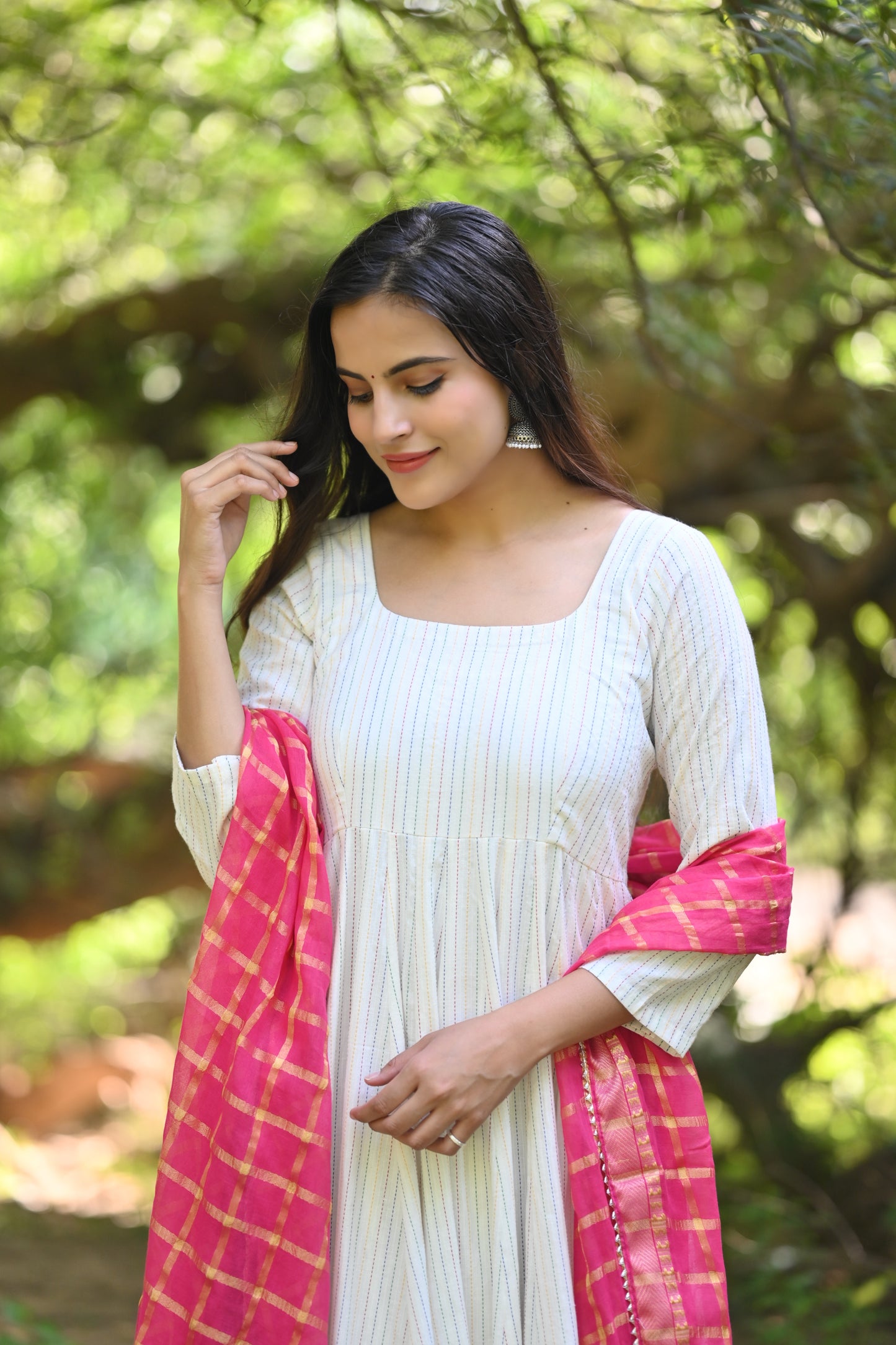 WHITE KATHA ANARKALI