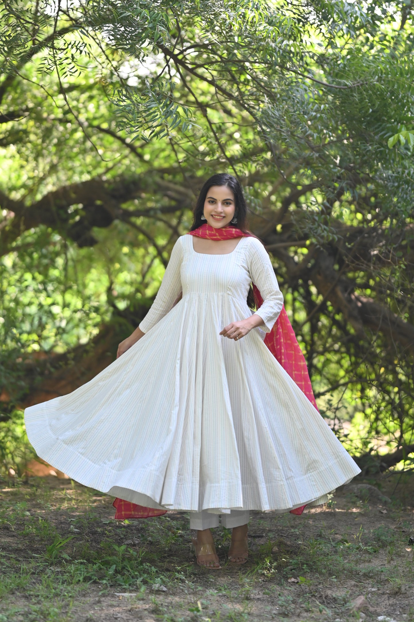 WHITE KATHA ANARKALI