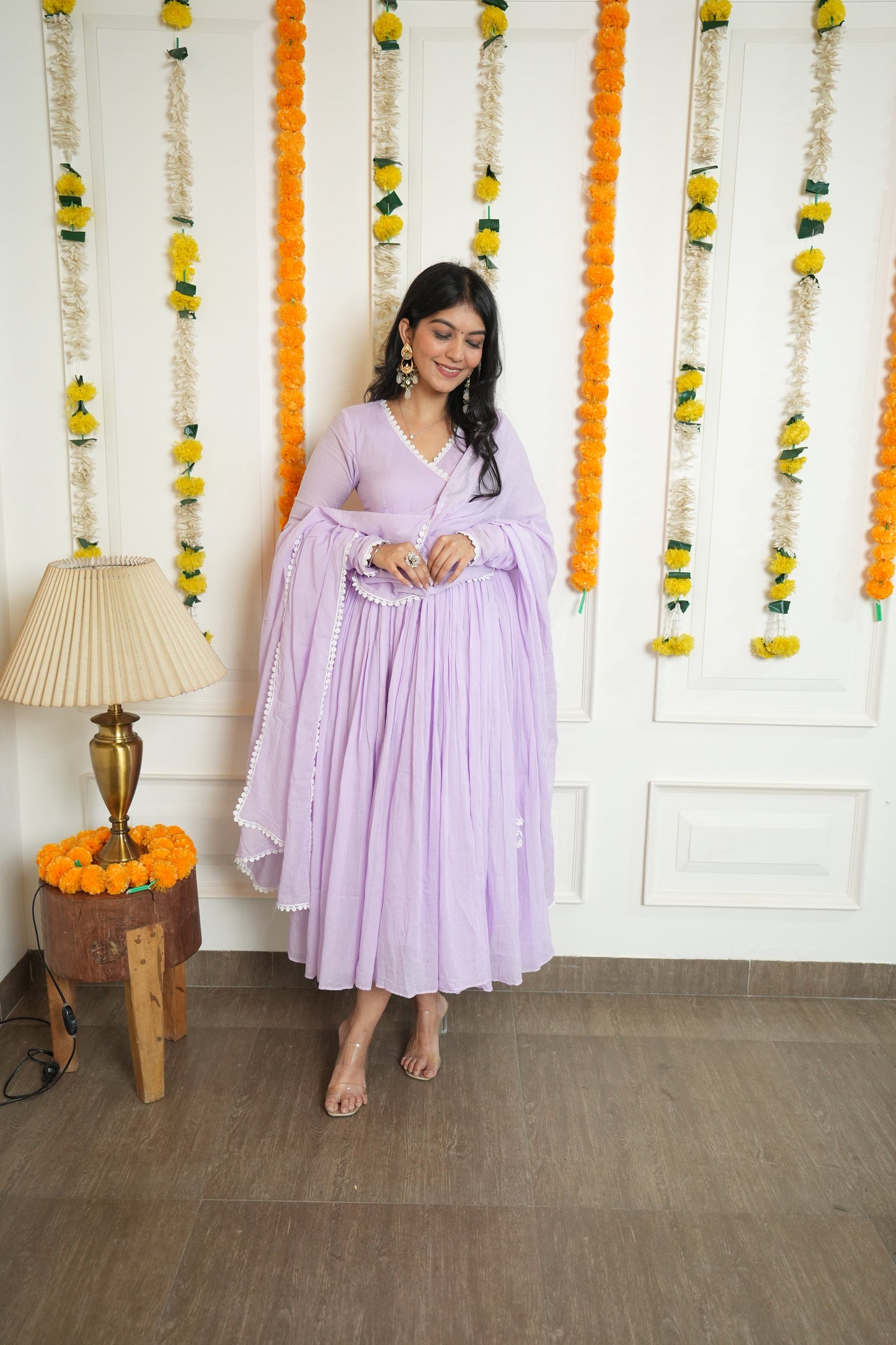 LAVENDER MAL COTTON ANARKALI