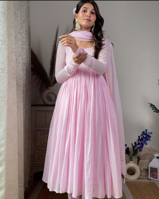 BABY PINK MALMAL ANARKALI