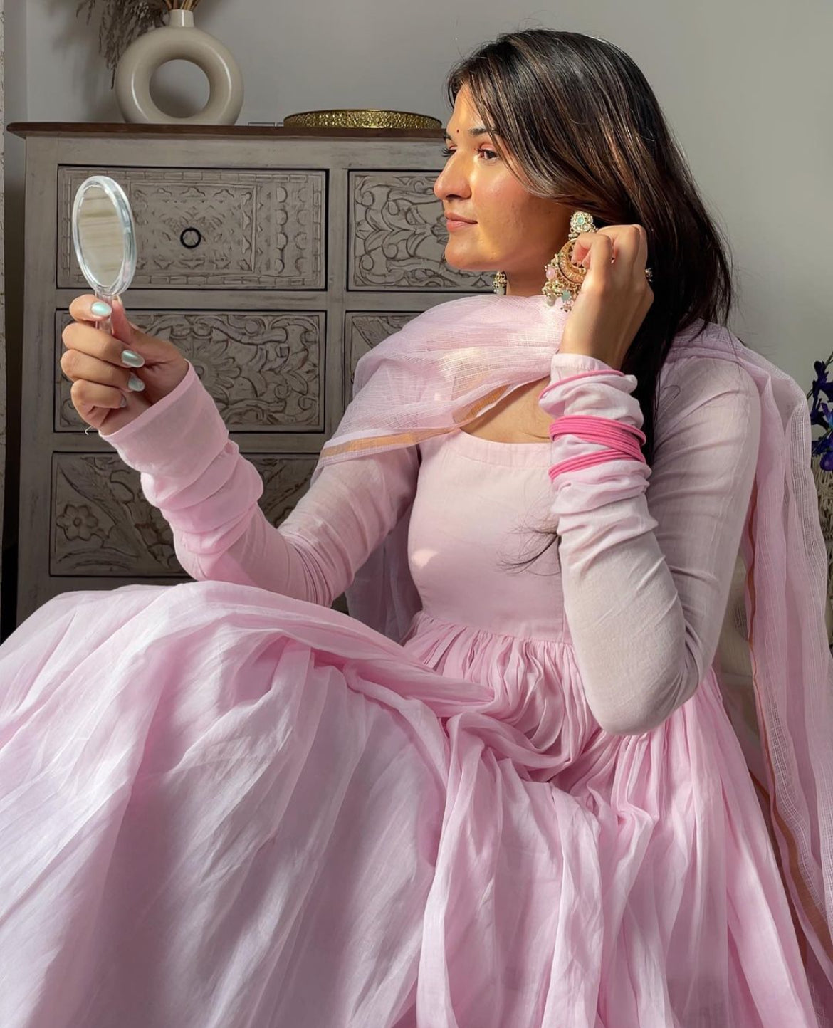 BABY PINK MALMAL ANARKALI