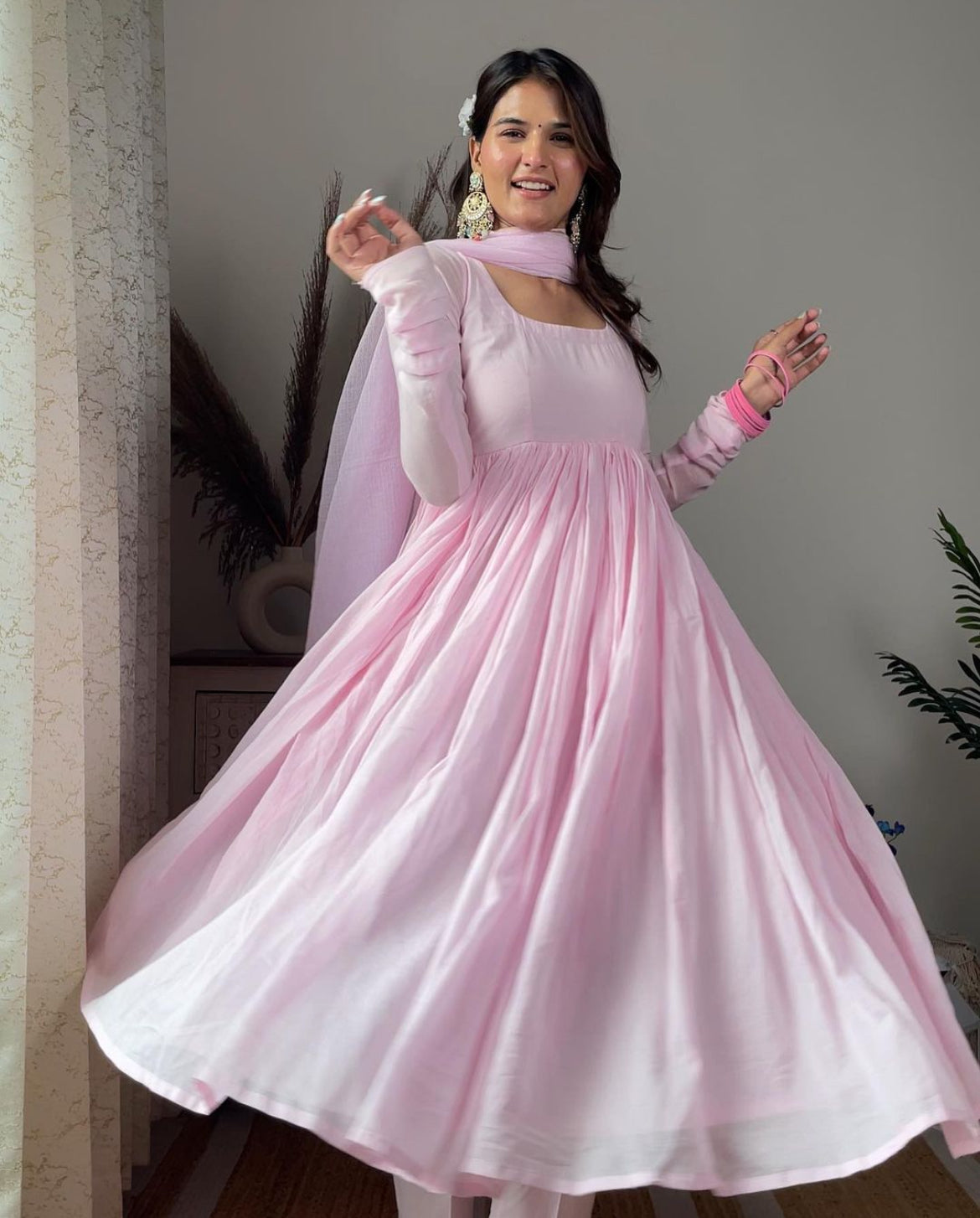 BABY PINK MALMAL ANARKALI