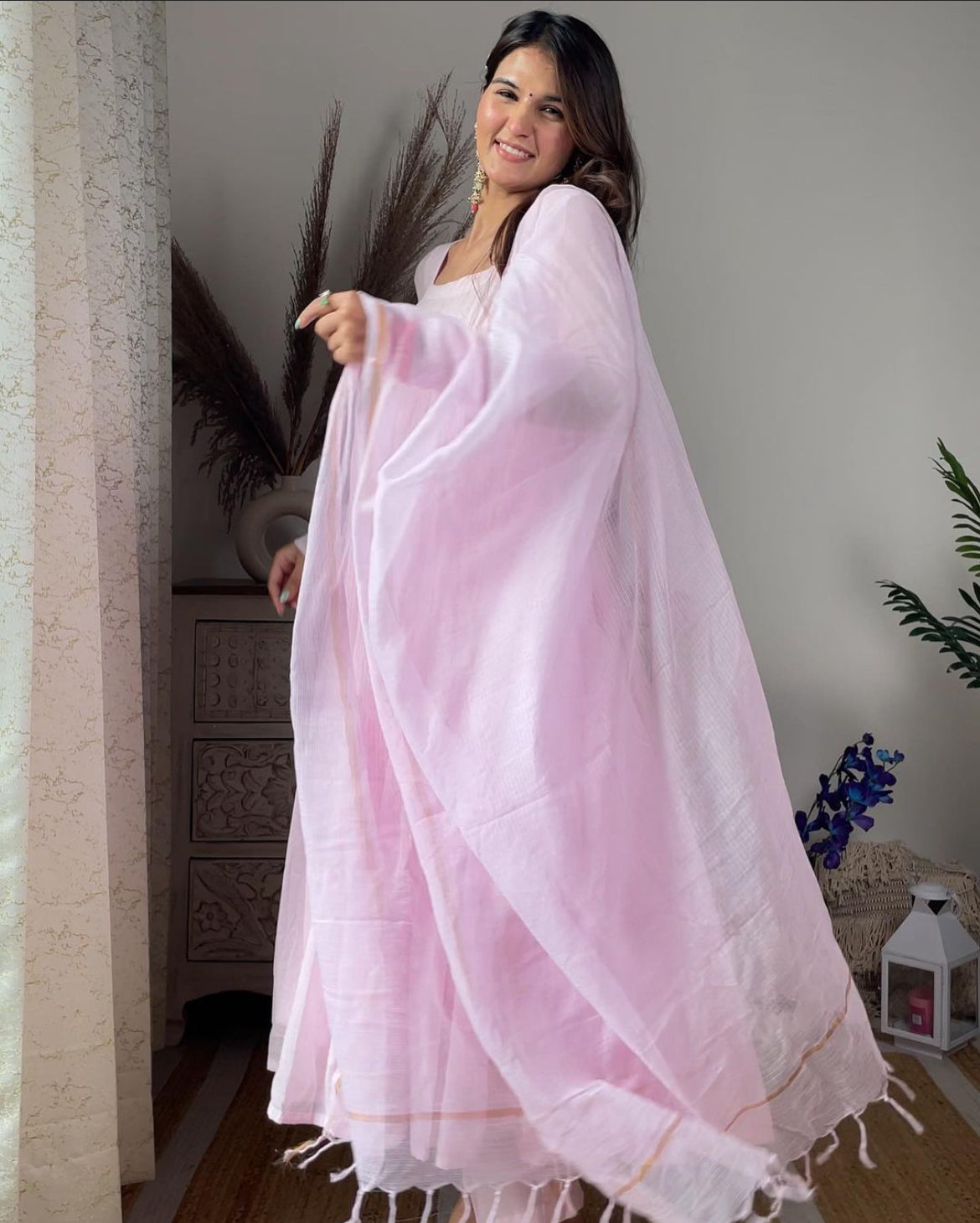 BABY PINK MALMAL ANARKALI