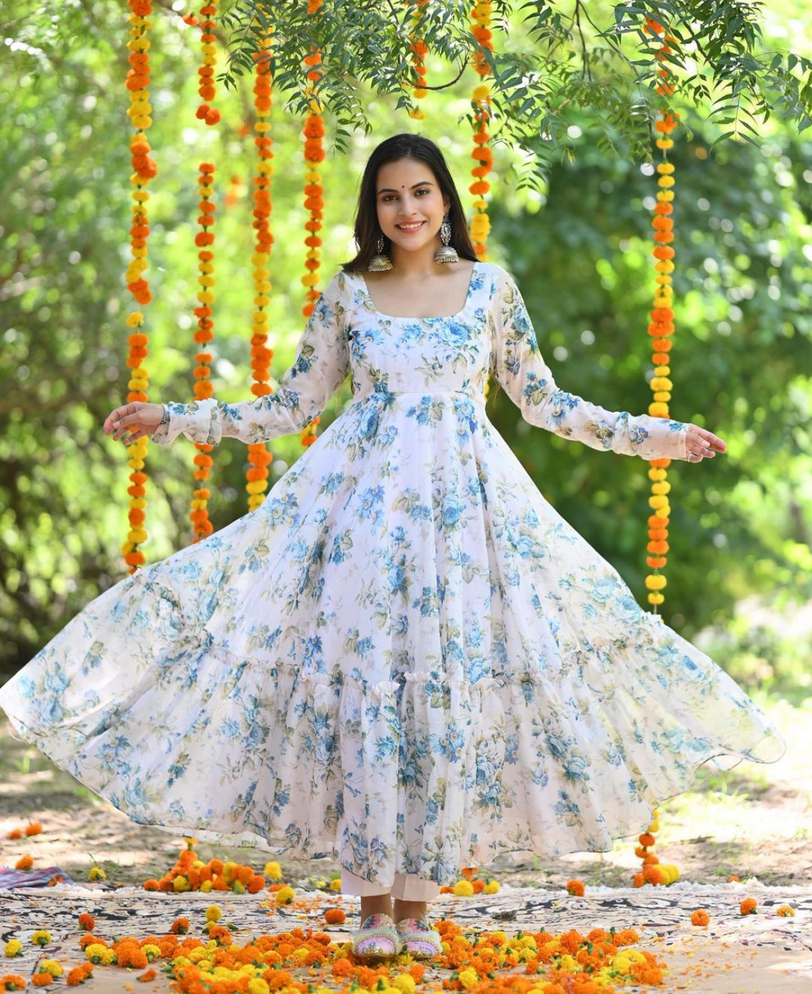 SKY-BLUE FLORA ANARKALI