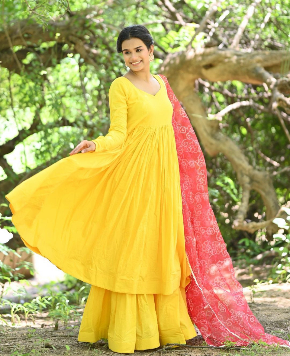 YELLOW ANARKALI SET