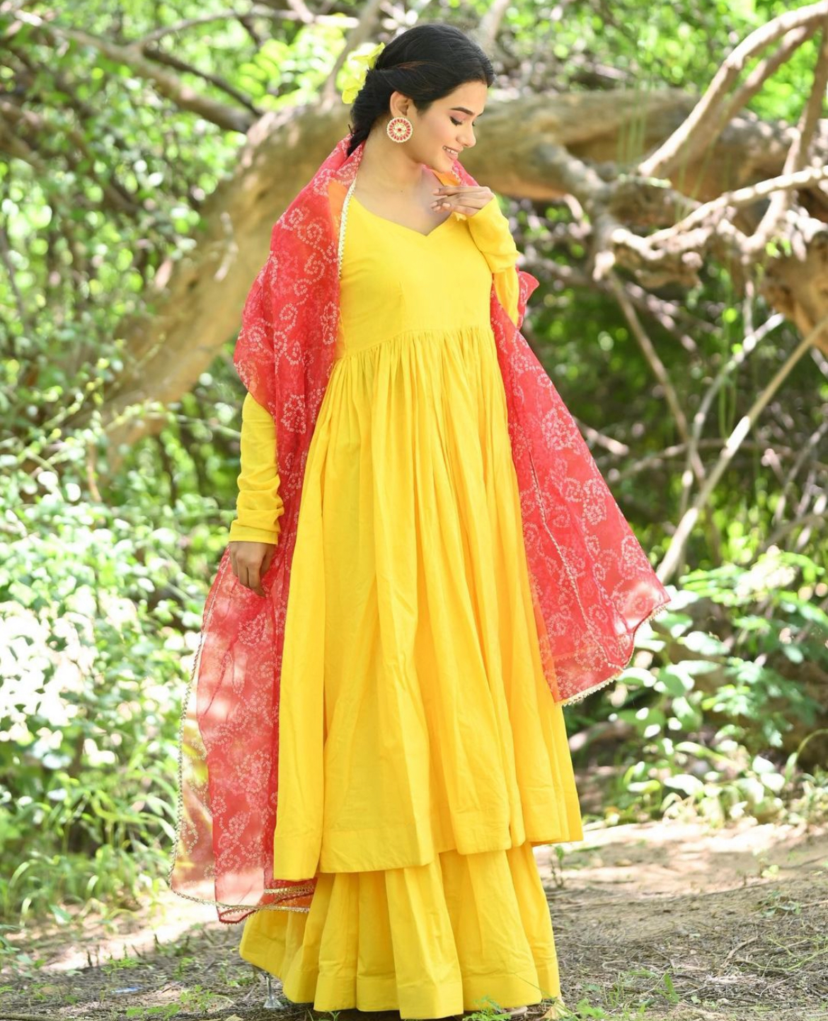 YELLOW ANARKALI SET