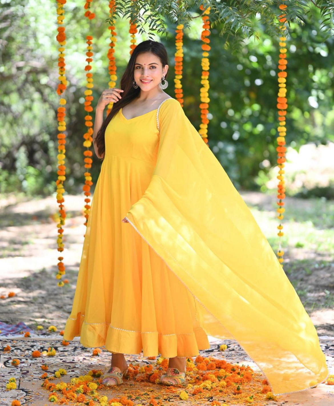 YELLOW GEORGETTE ANARKALI
