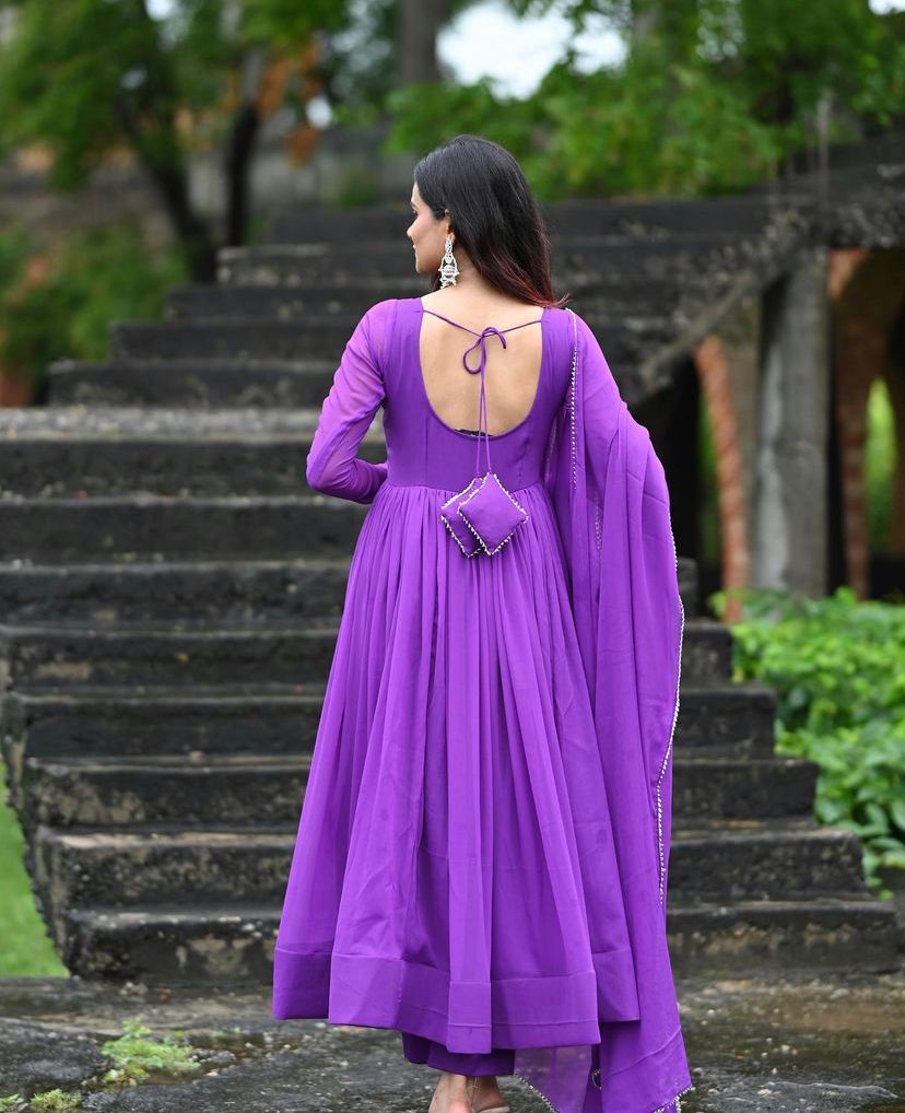 PURPLE CHIFFON ANARKALI