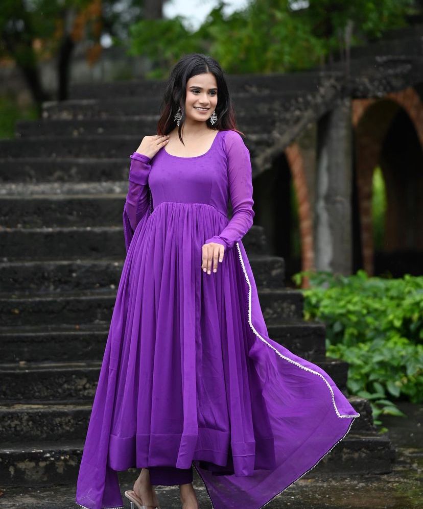 PURPLE CHIFFON ANARKALI