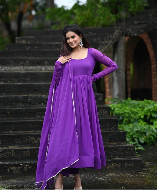 PURPLE CHIFFON ANARKALI