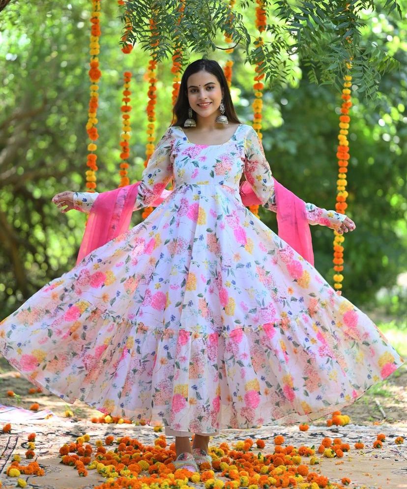 PINK FLORA ANARKALI