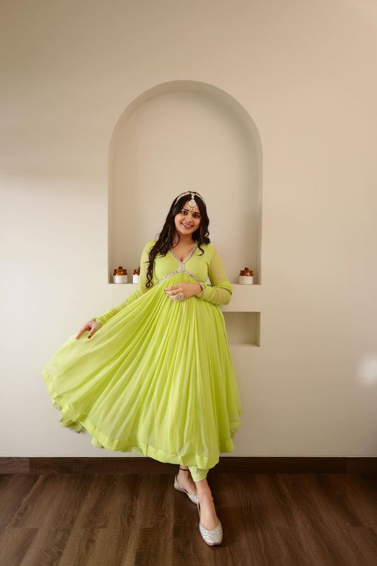 PARROT GREEN ANARKALI