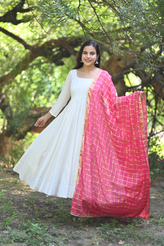 WHITE KATHA ANARKALI