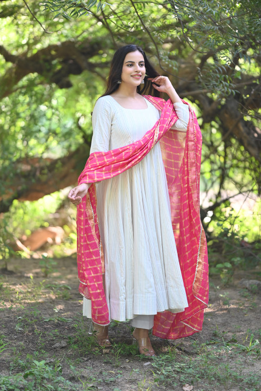 WHITE KATHA ANARKALI