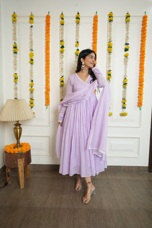 LAVENDER MAL COTTON ANARKALI