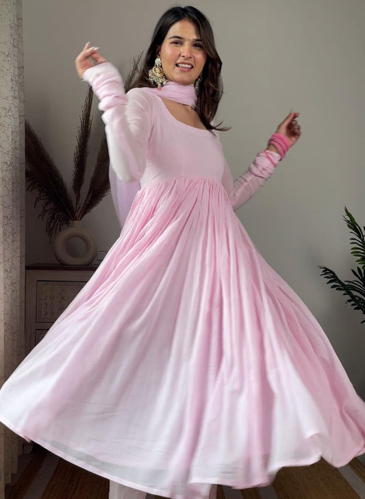 BABY PINK MALMAL ANARKALI