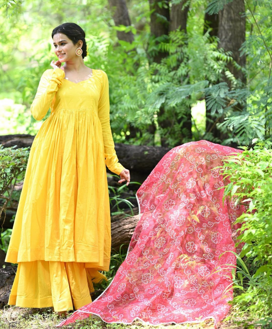 YELLOW ANARKALI SET