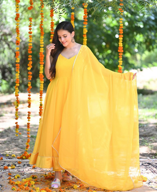 YELLOW GEORGETTE ANARKALI