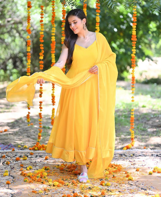 YELLOW GEORGETTE ANARKALI