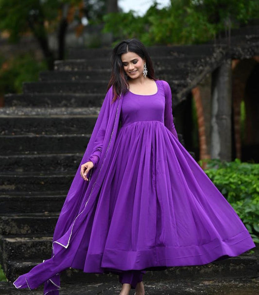 PURPLE CHIFFON ANARKALI