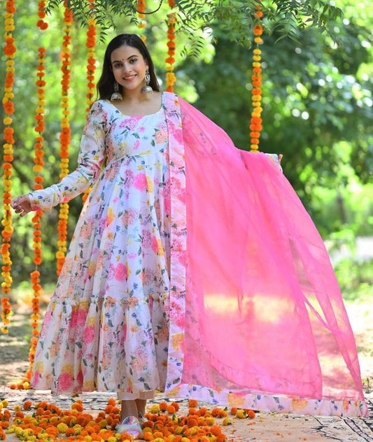 PINK FLORA ANARKALI